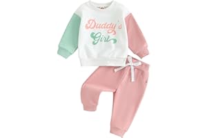 Mesalynch Toddler Baby Girls Daddy's Girl Tracksuits 2 Pieces Outfits Set Long Sleeve Pullover Sweatshirt Jumper Top Elastic Waisted Long Pants Girls Clothing Set