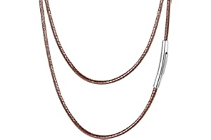 FaithHeart Collar Cuero para Colgante Cadena Cuero Hombre Mujer con Cierre Metal Acero Inoxidable 316L Collar Fino Negro/Marrón 2mm/3mm Ancho 40-75cm Largo