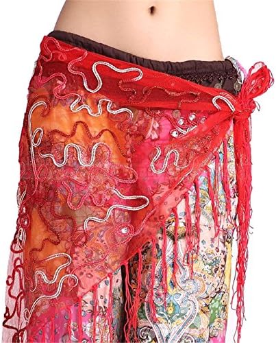 Dance Accessories Tribal Womens Net Yarn Belly Dance Scarf Hip Skirt Triangle Tassel Wrap Costume