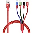 Multi Charger Cable [3.5A 1.8M] 4 in 1 Nylon Braided USB Charging Cable Multiple Fast USB Cable with Micro USB/Type C/iP Ports for Phone 16/15/14/13/12/11/Xs/X/8/7,Android Galaxy,Huawei,Nexus,Nokia,LG