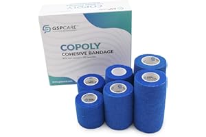 Cohesive Bandage of GSPCARE Mix Size, Super Elastic Bandages Can be Used for Vet Wrap, Sports Bandage for Human Wrist,Ankle,Knee. 2 Rolls 5cmX4.5m,2 Rolls 7.5cmX4.5m,2 Rolls 10cmX4.5m (Blue)