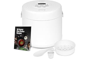 ‎NOATON Noaton RC120W, Multifunktionaler Reiskocher, 2 L, 6 Programme, Warmhaltefunktion, Timer, Dampfgarer-Einsatz, Für bis zu 8 Personen, 400 W, Weiß