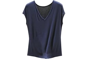 SYDUZAX Femme T-Shirt Sport Col V Sportswear sans Manches Couleur Unie Tee Shirt Sport Yoga Fitness Top D’entraînement Port Quotidien Hauts Tunique Casual Loose Vêtements Coupe Amples de Base Shirts