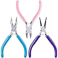 Jewelry Pliers Set, SONGIN 3 Pack Jewelry Making Tools Kit include Round Nose Pliers,Needle Nose Pliers,Wire Cutters for Jewelry Making, Repair,Wire Wrapping and Other Crafts