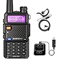 BaoFeng UV-5R Walkie Talkie VHF/UHF Long Range Dual Band Ham Amateur Two Way Radio with USB Charger and Original Earpiece Full Set