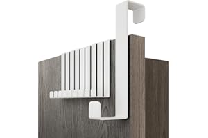 Menz Porte-manteau pour porte, set de 10 - crochet porte blanc, 1,6-2,2 cm x 8 cm - fixation stable, attache durable