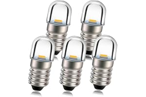 Ruiandsion 5 pièces E10 douille de base ampoule LED 1W 4.5V blanc chaud remplacer torche phare phare Mini lampe frontale ampoules de lampe de poche, terre négative