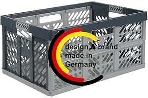 KiNDERWELT Robusta scatola pieghevole professionale da 45 l fino a 50 kg – scatola pieghevole, cestino per la conservazione, trasporto, argento/grigio