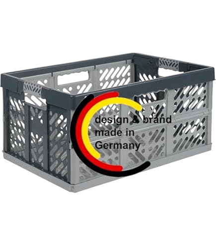 Keeeper Set Di 4 Cassette Pieghevoli Con Impugnatura Soft-Touch, 54 X 37 X 28 Cm, 45 L, Ben, Grigio Grafite