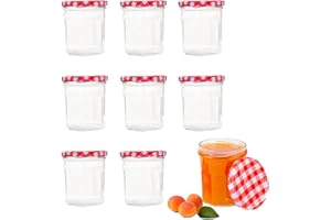 CTForest 8 x mini słoiki na dżem, małe słoiki z pokrywką i słoiczkami fermentacyjnymi, nadają się jako słoiki na przetwory i fermentację, do przechowywania, napełniania