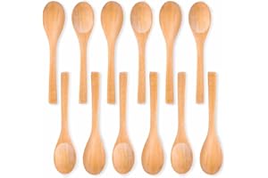 VGOODALL Wooden Spoons Handmade, 12PCS 13cm Small Wooden Spoons Serving Condiments Salt Sugar Spoons Honey Teaspoon Coffee Tea Jam Mustard Ice Cream Spoons Wooden Cutlery Jar Wedding Party