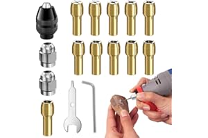 WATLIKEUP 16Pcs Chuck Keys for Drill,Multi Chuck Set for Dremel Collet Nut Kit,0.5-3.2mm Shank Replacement 4486 Rotary Tool Keyless Quick Change Accessory for Dremel 3000 4000 7700 8200