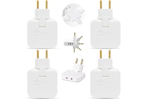 BIORYC ® [Pack 4] Ladron Enchufes Plano | Enchufe Plano Pared Extraplano de 3 Tomas Giratorio 180º | Ladrón Enchufe | Enchufes Planos Detras Muebles | Ladron Enchufe | Ladrones para Enchufes