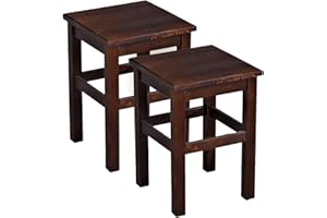 ‎METDREW Metdrew Holzhocker | Holzhocker 32 x 32 x 45 cm | Küchenhocker | Quadratischer Hocker | Rustikaler Stil | Einfacher Hocker | Küchenhocker aus Holz | Holzschemel | Farbe: Braun | 2 Stück