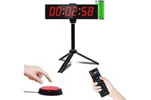 Ousmile Timer Sport avec Bouton Marche/Arrêt, Minuteur et Chronomètre Portable, Horloge Murale Numérique avec Télécommande, Intervall Timer avec Socle, 12/24H Horloge pour Fitness, Workout, Home Gym