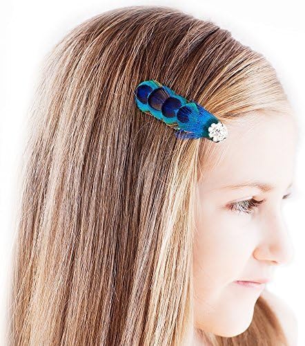RUNHENG Handmade Feather Peacock Hairclip, Natural Peacock Eye Feather Fascinator Headband (Small)