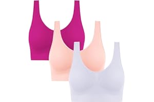 UHOUSE Lot de 3 Brassière Sport Femme Maintien Fort Bralette sans Armature Soutien Gorge sous Vetements Feminins Vetement Bretelle Large sous-Vêtements Sports Bra