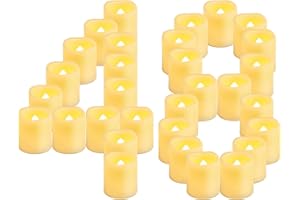 CANDLE IDEA 48 sztuk migoczących świec LED na baterie, bezpłomieniowe, wotywne, elektryczne, sztuczne świece na ślub, święta, imprezę, Halloween i dekoracje świąteczne (ciepła biel)