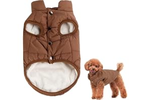 YEALAY Dog Winter Jacket Coat Windproof Puppy Dog Winter Vest Warm Fleece Clothes for Small Medium Large Dogs Apparel Cold Weather/Leash Hole (Small, Brown)