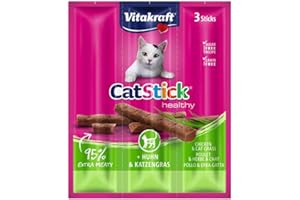Vitakraft Sticks Poulet et Herbe à Chat - Cat Stick Mini - Les 3 Sticks - 18 g