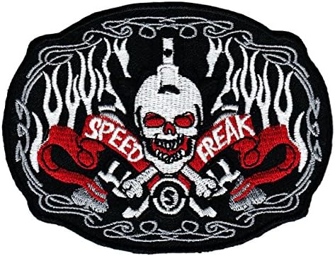 Speed Break Biker Sew-On Badge / Iron-On Patch Skull Tattoo Rock