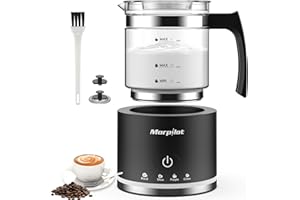 Morpilot Montalatte Elettrico, Montalatte Elettrico in Vetro, 4 in 1 Funzione, Grande Capacità 500 ml, Design Diviso, Adatto per Caffè, Latte Caldo, Cappuccino, Macchiato - Nero