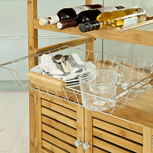 SoBuy® Servierwagen aus hochwertigem Bambus,Küchenwagen,Küchenregal, B60xT40xH92cm FKW09-N - 9