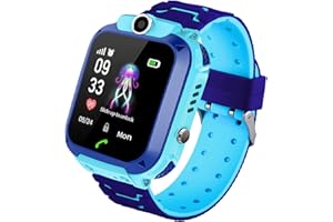 PTHTECHUS Smartwatch Impermeabile per Ragazzi Ragazze, Orologio Intelligente Telefono con LBS Locator Chat SOS Vocale Camera Math Game Anti-lost Bambini Bracciale Regalo Compleanno per iOS Android (S102 Blu)