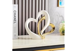 ODMYZG Double Heart Ornament,Double Heart Ceramic Statue,Home Decoration sculpture,Creative Home Modern Home Decoration Gift Office Living Room Decoration Collection Souvenir,Gift.