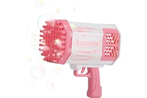 XJSGS Bubble Guns For Children, Bazooka 69 Holes Rocket Launcher Bubble Machine, for Kids Adults Summer Outdoor Birthday Wedding Party Activity.(Bazooka-pink)