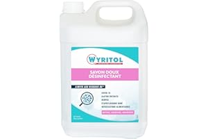 Wyritol - Savon liquide désinfectant - Nettoie, dégraisse et désinfecte - Virucide, bactéricide, levuricide, fongicide - Formule naturelle - Adoucit les mains - 5L - Fabrication française