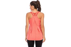 Nekosi Women's Workout Gym Tank Tops Yoga Sports Vest Loose Fit Sleeveless Mesh Backless Running Activewear