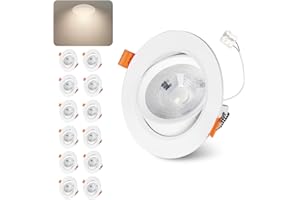 ‎JAENMSA Jaenmsa LED Einbaustrahler 230V 10W, 30°-60° Schwenkbar Flache LED Deckenspots, 4000K Neutralweiß, 960LM, IP44, Nicht Dimmbar, Einbauleuchten Weiß 90-100mm Spots Deckenleuchte, 12er Set