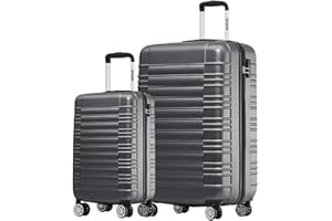 TRVLMORE Koffer & Trolleys - Koffer Set, Kofferset 2 Teilig, Handgepäck Koffer, Hartschalenkoffer Groß, Reisekoffer mit Rollen Groß - Trolley Handgepäck - Handgepäck Trolley Luggage - Grau