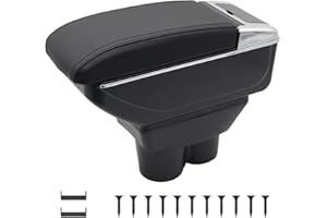 KAERGK Car Armrests for Opel Corsa E 2014-2018, Centre Consoles for Car, Double Storage Space with Drink Holder, Rear Utility Box, Easy Assembly (Black Line)