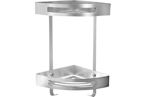 Ambrosya - Panier de Douche en Acier Inoxydable - Corbeille Étagère Baignoire Salle de Bains Bac à Douche Support de Tablette de Coin Murale