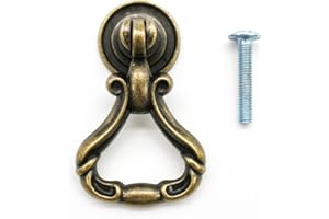 DOJA Barcelona | Tiradores Antiguos | Pack 8 | Tiradores Cajones Vintage con Anillo | 53*33*17mm | Zinc+Alu | Aldaba Laton Envejecido | para Tiradores Cocina, Tiradores Armarios, Tirador Puerta, Cajon