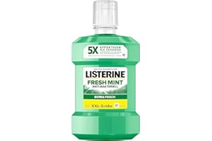 LISTERINE Fresh Mint 1000 ml, antybakteryjny płyn do płukania jamy ustnej z olejkami eterycznymi, zapewnia świeży oddech, płyn do płukania jamy ustnej, skutecznie redukuje osad nazębny i nieświeży