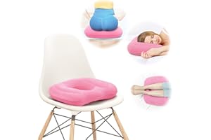 NEVIFE Inflatable Donut Pillow,Hemorrhoid Cushion- Excellent for Tailbone, Prostate, Sciatica, Bed sores, Postpartum Pregnancy, Post-Surgical Pain-Orthopedic Firm seat Cushion for Home, Office or car (pink)