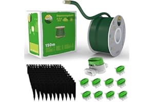 150m Begrenzungskabel + 450 Erdspieße + 10 GRÜNE Kabelverbinder für Mähroboter Rasenmäher Rasenroboter Zubehör SET Begrenzungsdraht - kompatibel mit GARDENA/BOSCH/HUSQVARNA/WORX/HONDA/ROBOMOW