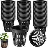 AISHOW 50 Pieces Hydroponic Pot 8cm Basket Hydroponic Plants Plastic Mesh Pot Plant Cups Round Pot Garden Hydroponic Planting