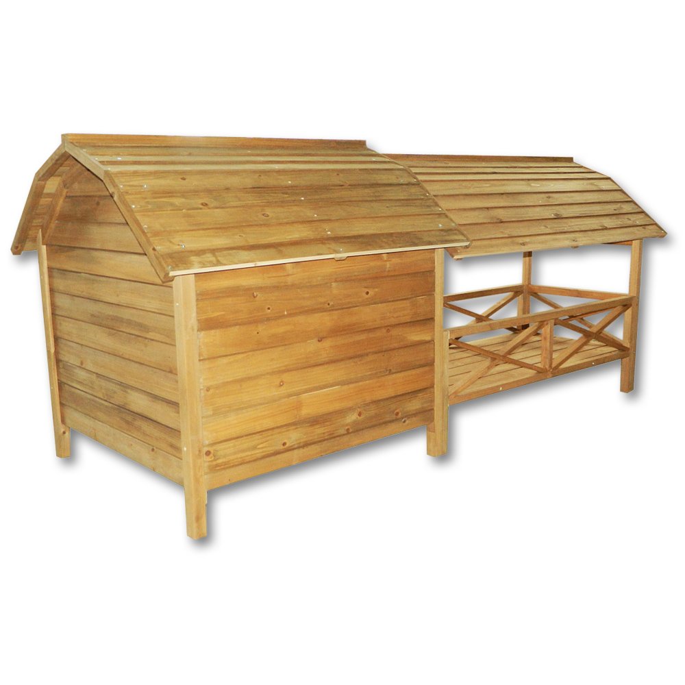 XXL Hundehütte Hundehaus Holz Balkon Garten Terrasse Lamellentüre Hund – Bild 4