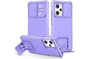 HAOYE Funda para Xiaomi Redmi Note 12 Pro 5G / Poco X5 Pro 5G, Textura Mate Suave Carcasa con Soporte y Cámara Deslizante Proteger, Ultra Delgado Silicona PC + TPU Bumper Antigolpes Caso, Púrpura