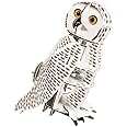 Build Your Own Moving Snowy Owl - Rotating Head Action - Sustainable Cardboard Craft Kit - Ages 8+