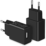 MatauMahi Caricatore USB 5V1A (Nero, Confezione da 2), Presa USB da 5W, Alimentatore USB, Spina Adattatore, Caricabatterie pe