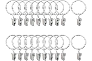 CaLeQi Anillos de cortina con clips decorativos para cortina de ducha con ganchos y anillos inoxidables de 3,5 cm, 20 unidades