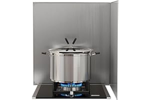 Tauzveok Spritzschutz Herd Edelstahl, Faltbar Spritzschutz Küchenrückwand, Mit Antihaftbeschichtung, Für Herdplatte, Friteuse,2 fold,50 * 50cm