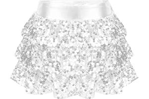 ranrann Enfant Fille Jupe Danse Paillette Jupe Danse Moderne Jazz Tenue Tutu Ballet Brillant Gymnastique Dancewear