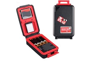 LENSGO Estuche para Tarjeta de Memoria, D910 Funda para Tarjeta de Memoria Compacta - Caja Tarjeta de Memoria Prueba de Agua y Polvo para 2 Baterías de Cámara, 4 Tarjetas SD, 2 Tarjetas CF o XQD