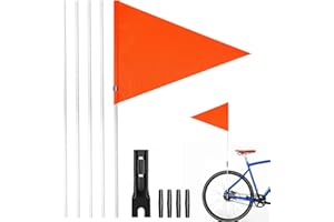 YEAPEAK Seguridad Bandera para Bicicleta, Banderín De Seguridad, Seguridad Bandera para Ciclismo, 150cm Bandera con Soporte De Montaje, Adecuado para Bicicleta, Silla De Ruedas (Naranja)